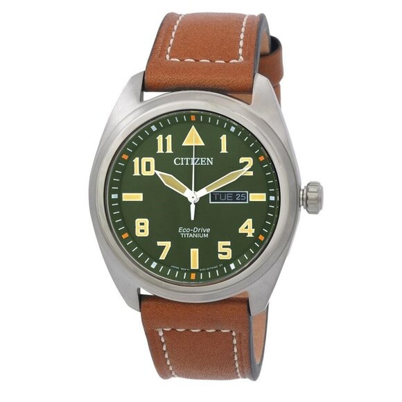 NWT Authentic Citizen Eco-Drive Avion Super Titanium Green Dial Men's Watch - Picture 1 of 3